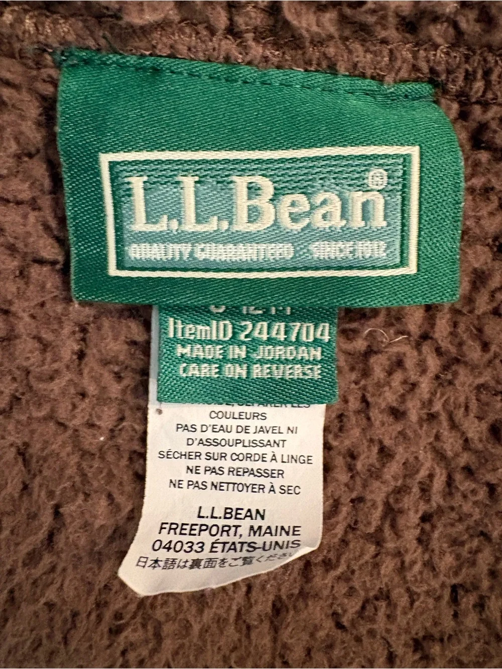 L.L.Bean Baby Bear Fleece Bunting Brown Hooded 6-12M